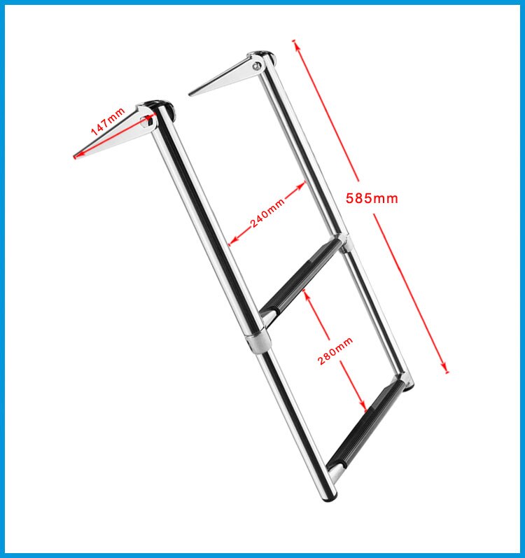 2 Steps Boat Stainless Steel 304 Telescoping Folding Ladder Deck Outboard Swim Platform Boat Marine Yacht Accessories