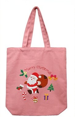 34*39Cm Halffabrikaten Leuke Kerst Kleur Canvas Tas Borduren Kit Handwerken Sets Voor Beginner Handgemaakte Canvas bag Xmas: Santa4