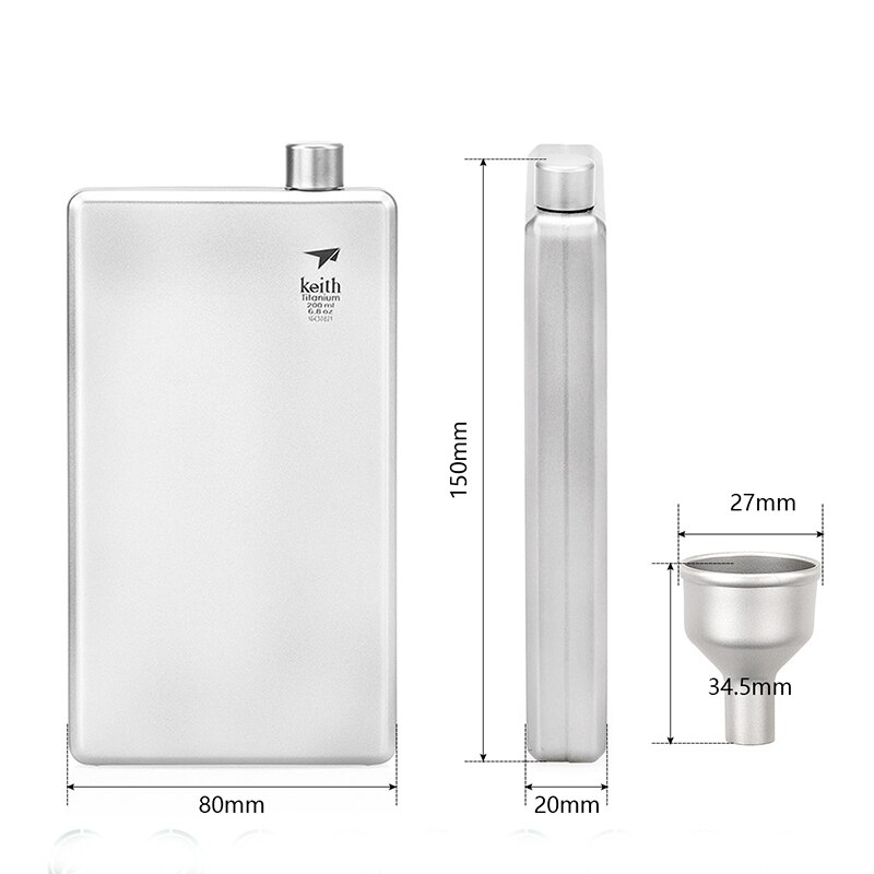 Keith Titanium Flagon Heupfles Wijn Fles Beker Wijn Opslag Met Trechter Voor Camping Reizen 120Ml 150Ml 200ml