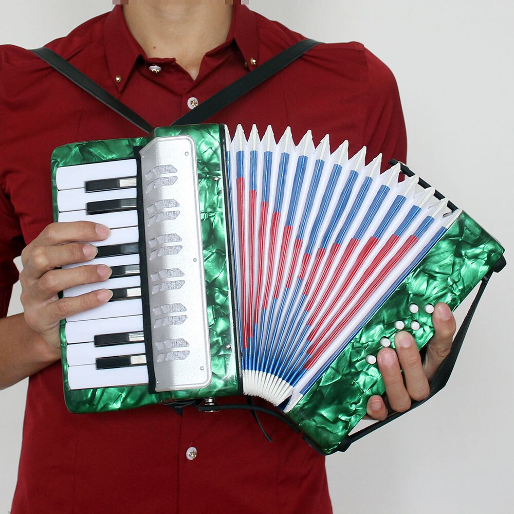 Mini lille 17- nøgle 8 bas harmonika pædagogisk musikinstrument legetøj til børn børn amatør begynder jul: Grøn