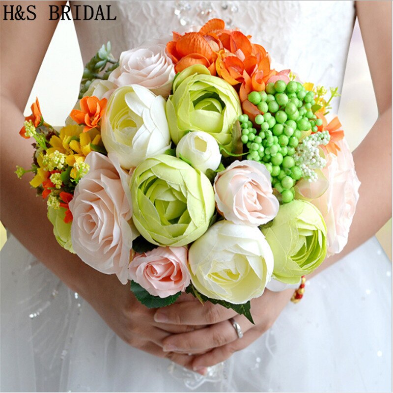 Magical Colorful Beautiful Bridal Bridesmaid Flower wedding bouquet artificial flower rose bridal bouquets