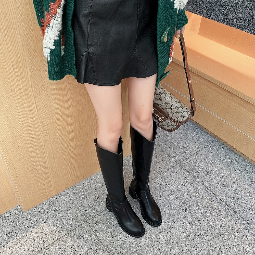 Thick Leg Boots Fat Mm Big Circumference Autumn And Winter Single Boots But Knee Boots Female Knight Boots