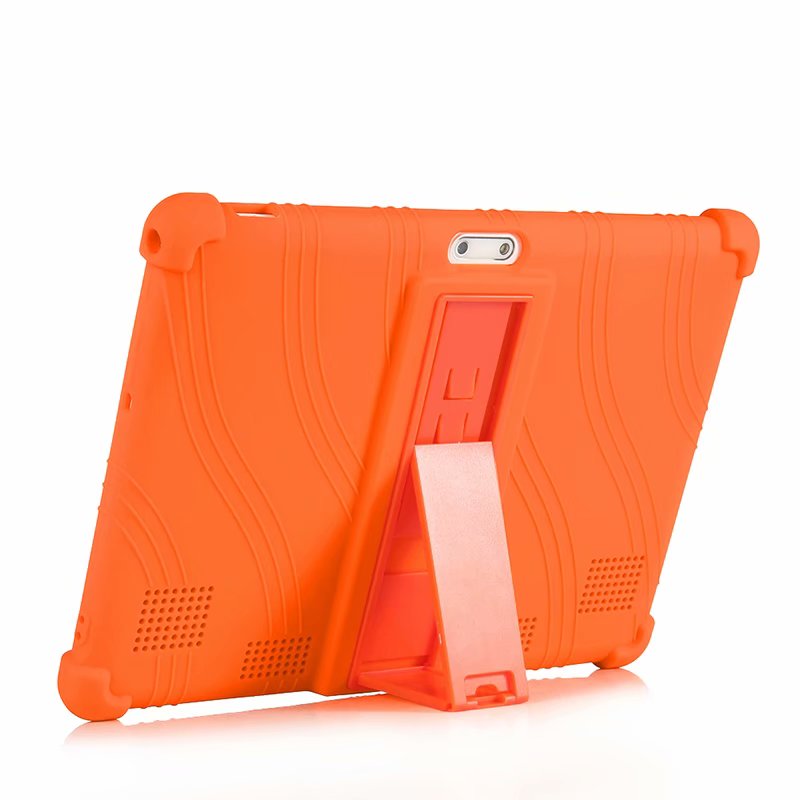 10.1 '' universele zachte siliconen hoes voor 10 10.1 inch android tablet pc schokbestendig effen gekleurde achterkant beschermende schaal + pen: Oranje