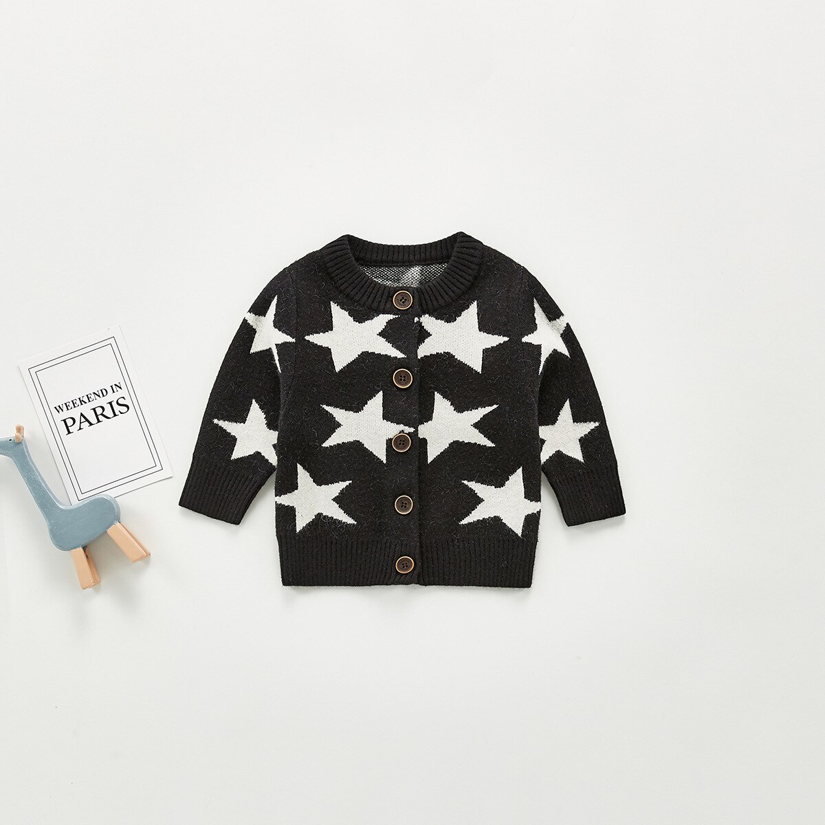 Spring Kids Boys Star Pattern Knit Cardigan