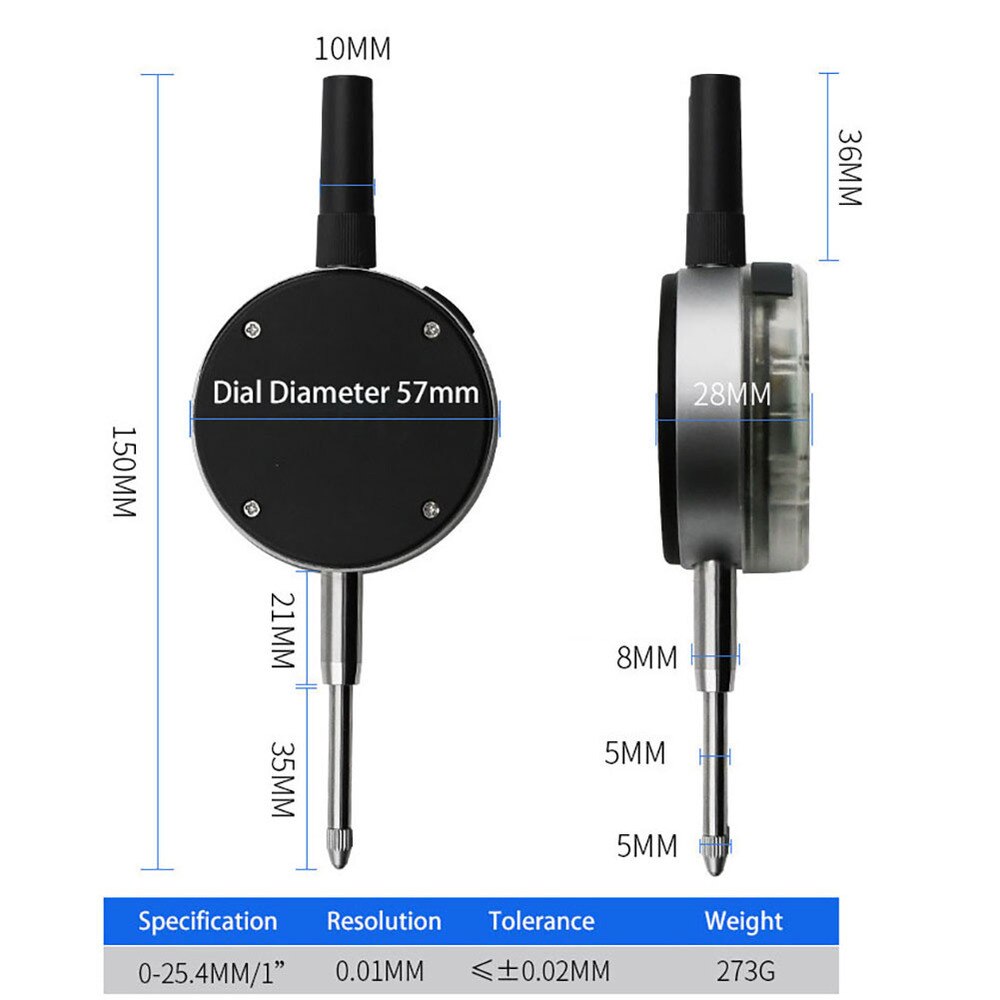 USB Charging 0-12.7mm High Precision Digital Display Dial Indicator With Large LCD Display Touch Mechanical Dial Indicator