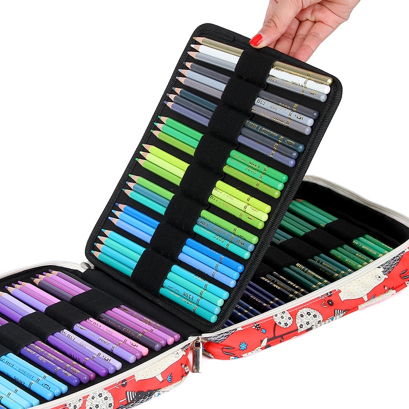 Creativa cartuchera 150 Solt de gran capacidad de colores, cartuchera multifuncional con estampado Floral de animales de dibujos animados, caja para lápices, suministros de arte