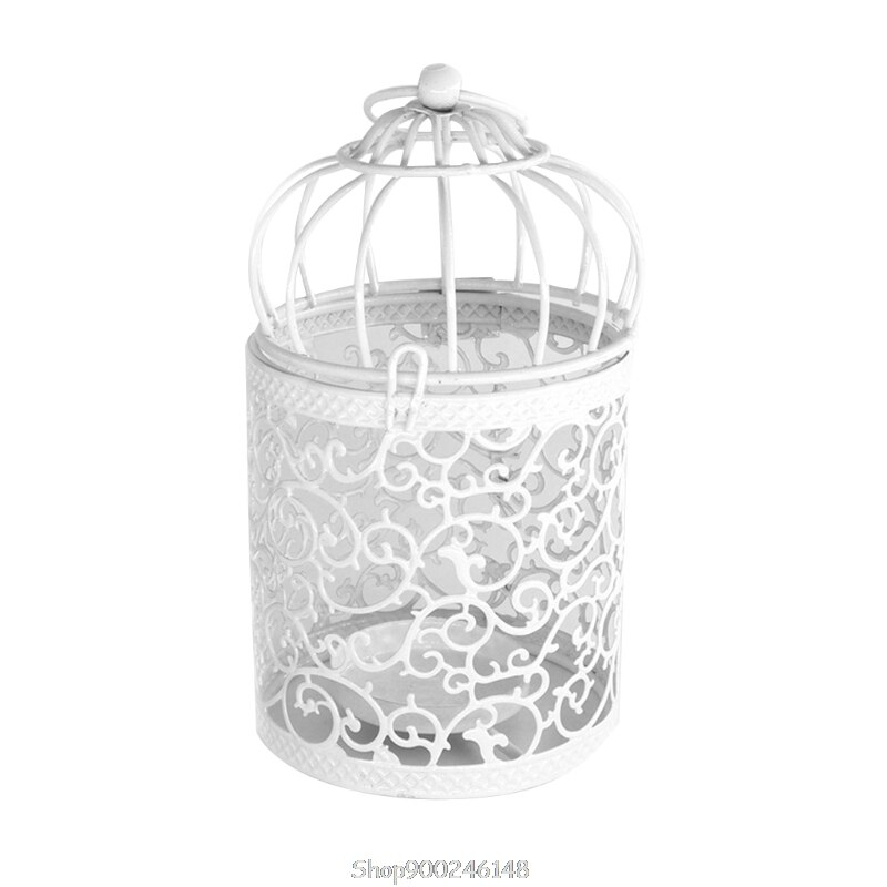 Hollow Holder Candlestick Tealight Hanging Lantern Bird Cage Vintage Wrought N18 20