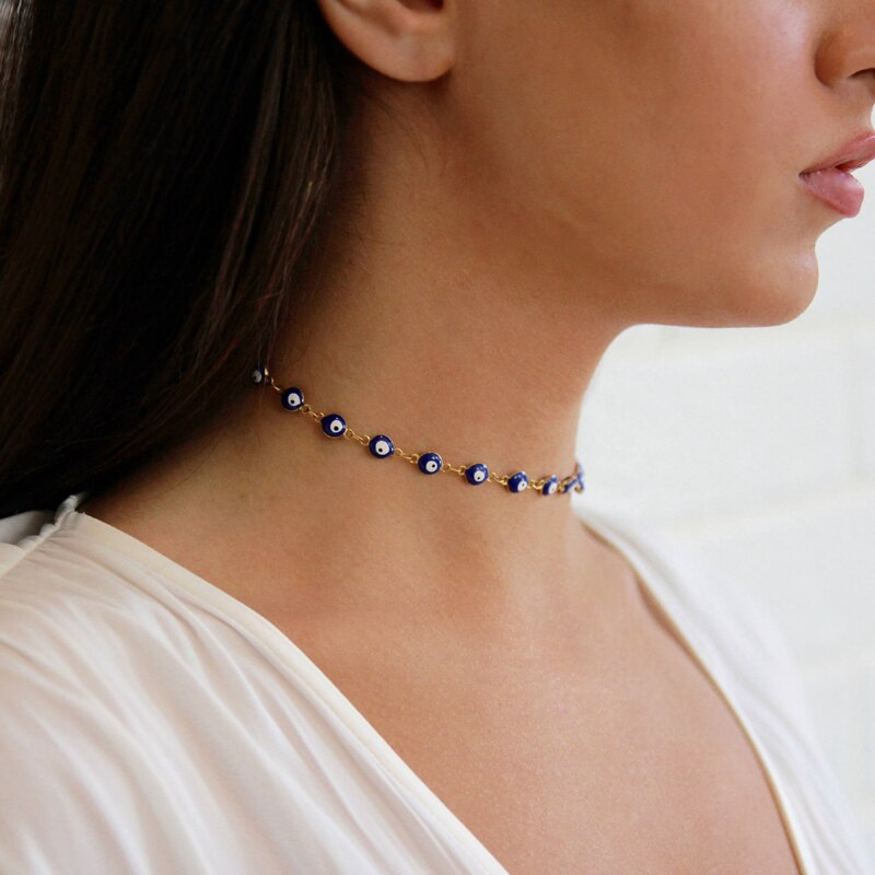 Evil Eye Choker Ketting Dainty Zilver Of Goud Kral Grandado