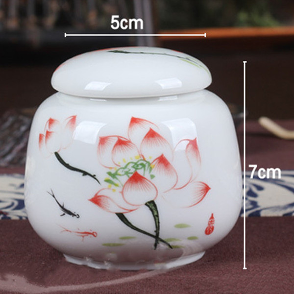 Chinoiserie Ceramic Tea Caddy - Sealed Storage Jar For Coffee, Sugar, Tea, 4.33x3.15 Inches