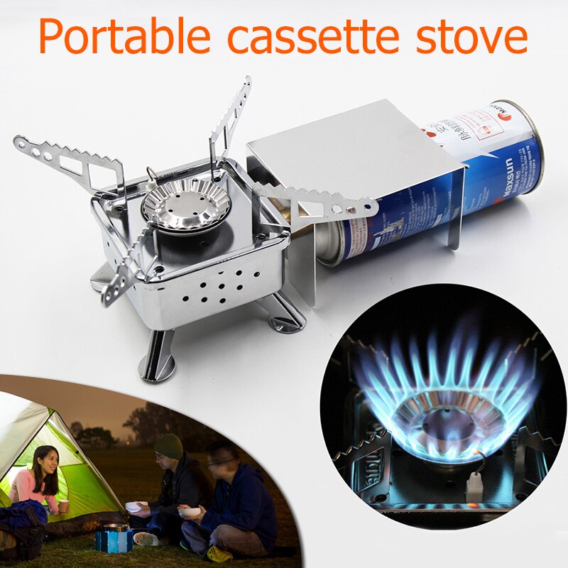 Small Camping Stove Gas Burners Outdoor Camping Picnic Portable Gas Stove Stainless Steel Cookware BOM666