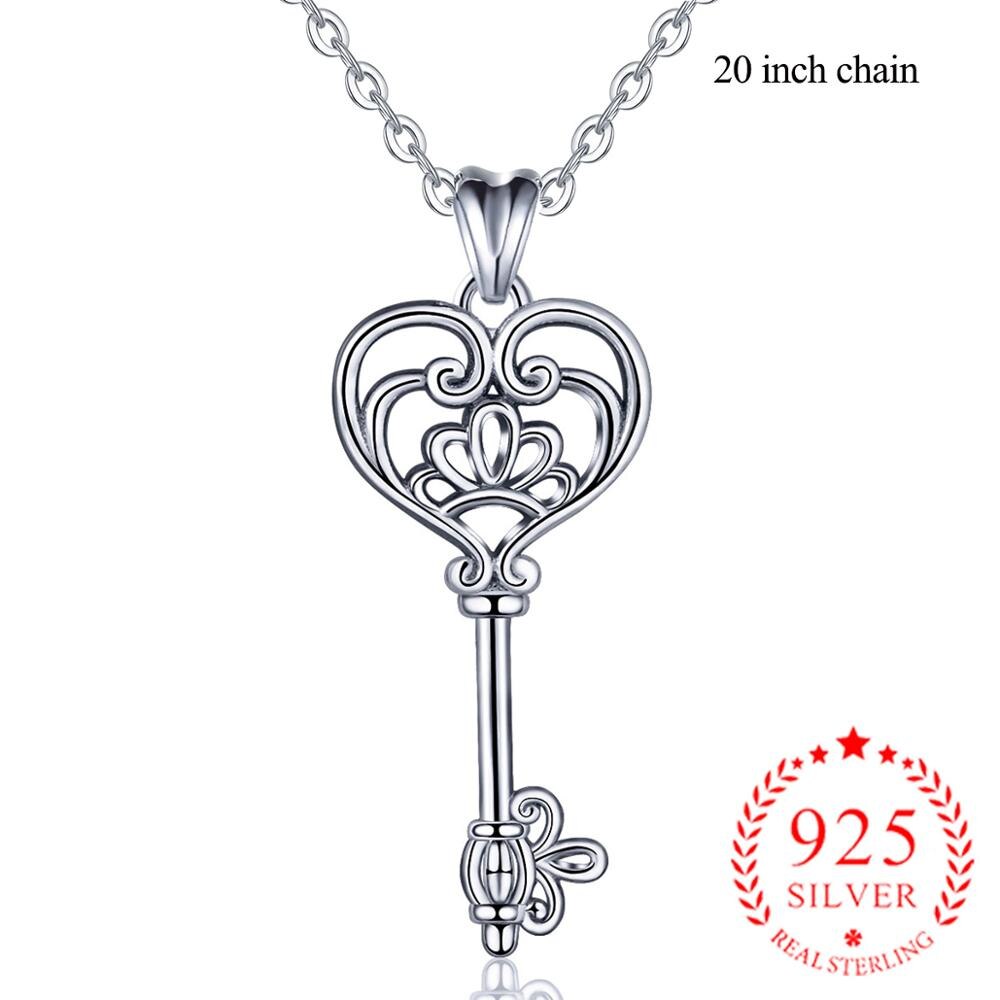 EUDORA neue 925 Sterling Silber Glück Schlüssel Anhänger Halskette Sterling Silber Schmuck für frauen jugendlich Jubiläum Party D93: Silber