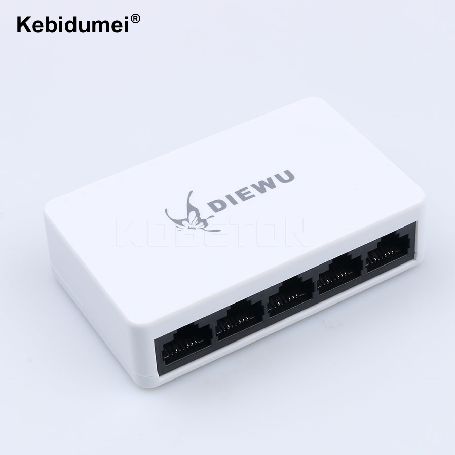 High Performance 5 Ports Network Switch 10/100Mbps Fast Switch LAN Ethernet Network Switch Adapter with EU/US Power Supply