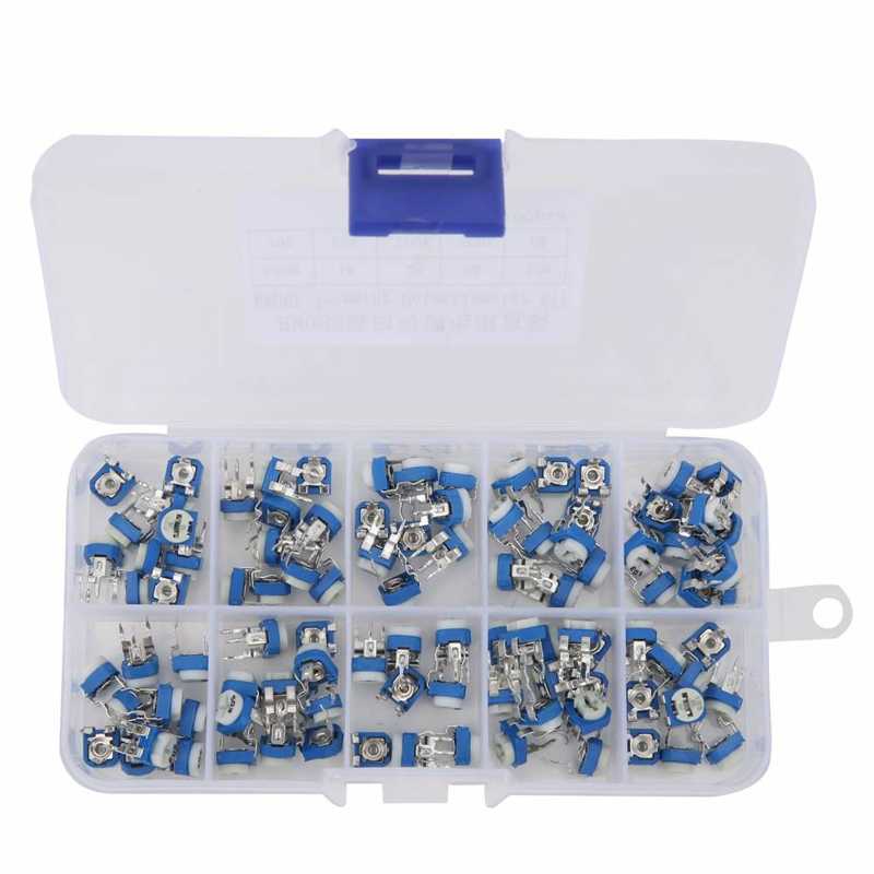 Variable Resistor 10 Values Trimmer Potentiometer with Plastic Box for Electronic Security Industries for Household Appliances