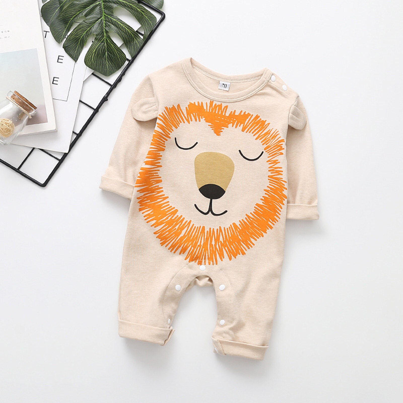 4 # bodies bebé niños niñas de dibujos animados de animales mono mameluco ropa de de manga larga ropa de bebé de algodón de una pieza