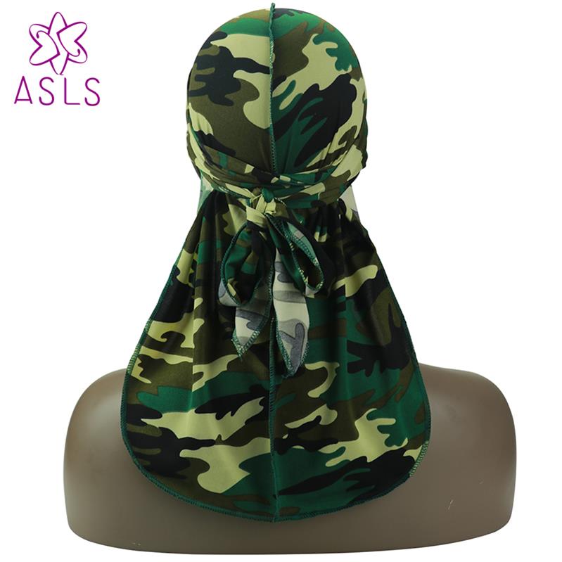 Silky Camo Durag 360, 540,720 Waves Extra Long Tail and Wide Straps for Men Stitching Outside Camouflage Print Durag: beige
