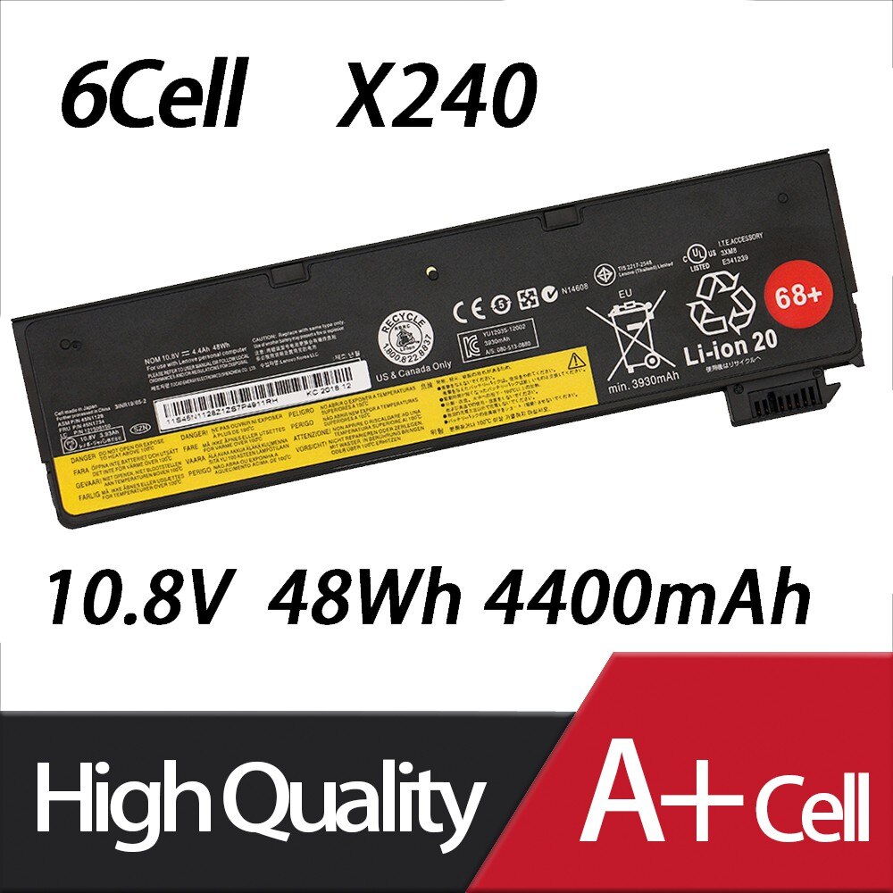 Laptop Battery for Lenovo Thinkpad X270 X260 X240 X240S X250 T450 T470P T450S T440S K2450 W550S 45N1136 45N1738 Batteries: 10.8V 48Wh 4400mAh