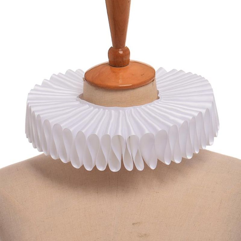 Womens Victorian Renaissance Ruffled Neck Collar Satin Clown Cosplay Choker Costume Accessory