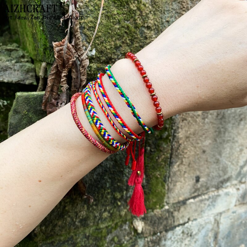 Aizhcraft 6 Kleuren Boeddhistische Liefde Lucky Charm Tibetaanse Armbanden & Armbanden Voor Vrouwen Mannen Handgemaakte Sieraden Shambhala Himalaya