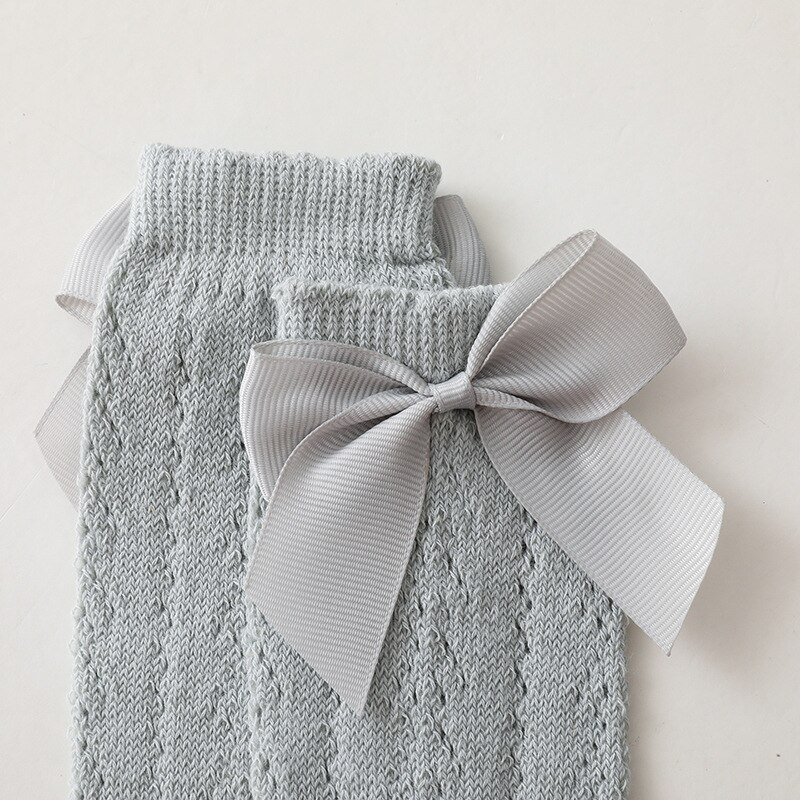 Summer Kids Socks With Bow Baby Girls Long Sock Knee High Cotton Hollow Out Toddlers Socks Mesh Children Princess Sock