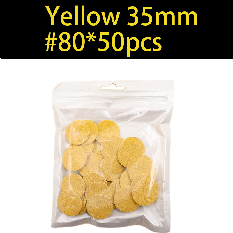 ~ Geel Schuurpapier 50/pcs Pedicure Voetverzorging Gereedschap 15mm 20mm 25mm 35mm nagel boor Schijf disc Salon Eelt Vervangbare: Bordeaux