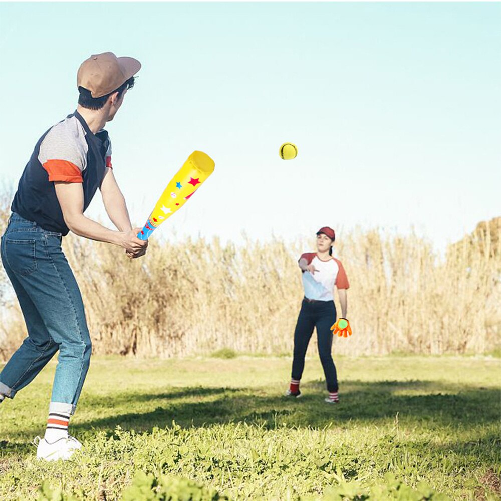 Kit de béisbol ABS para niños y niñas, 1 Set/4 Uds., para deportes al aire libre (1 bate, 1 Aro y guante de bucle, 2 uds.)