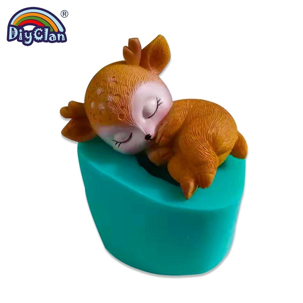 Molde de silicona modelo ciervo SICA para hacer jabón de velas, serie Animal, molde de arcilla del molde para pastel de Fondant, herramientas de decoración de Chocolate y cemento