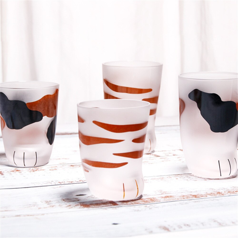 Cat Paws Cups Cute Glass Cats Paws Mug Office Coffee Mug Tumbler Breakfast Milk Porcelain Cup With Cat Spoon 5