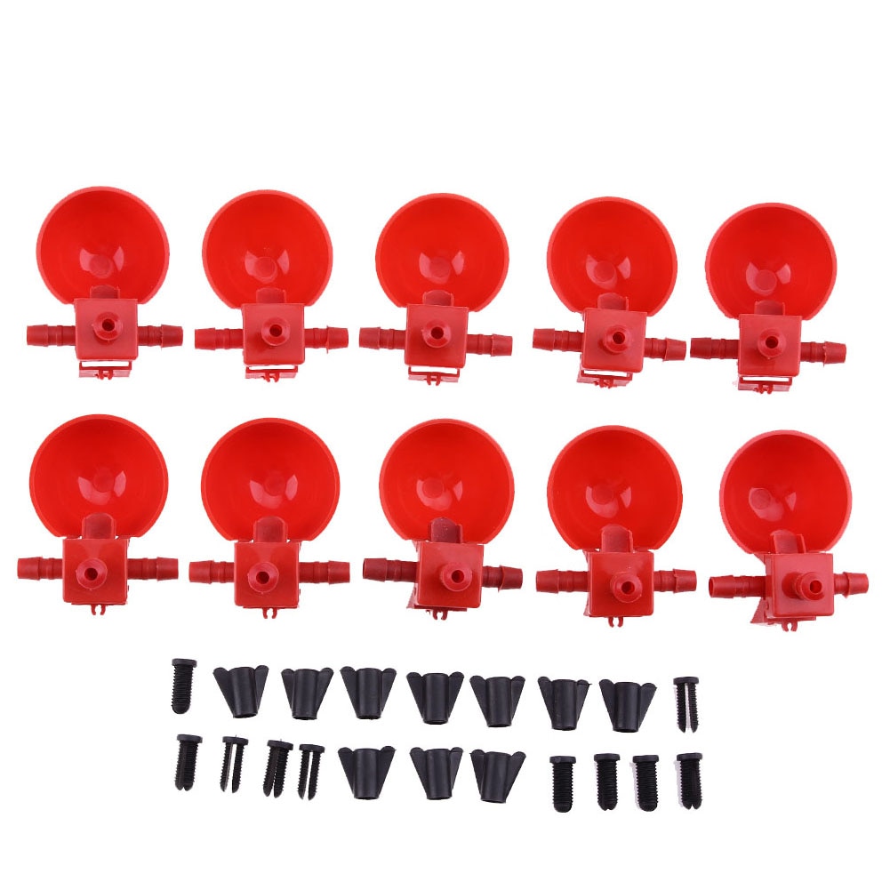 10 stuks drinkbakken voor kippen, pluimvee, kippen, kwartel, automatische voerbak, drinkbak met schroeven