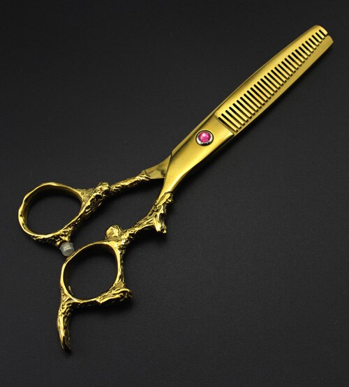 6 "Master Series Gouden Kleur Haar Schaar Set Haar Knippen Schaar En Dunner Schaar Draak Handvat Decoratie Kapper Scharen: thinning only