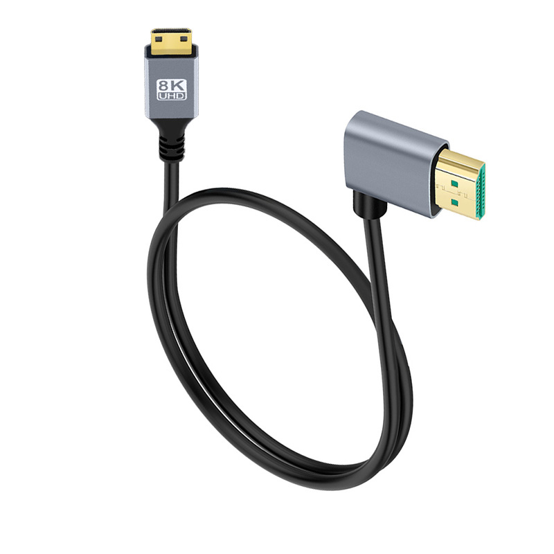 8k mikro-hd/mini-hd-kabel 90 gradere opp/ned/venstre/høyre vinkel ultratynn 3d skjermkabel til kamera bærbar pc skjerm hdtv: Rød / 1.5m