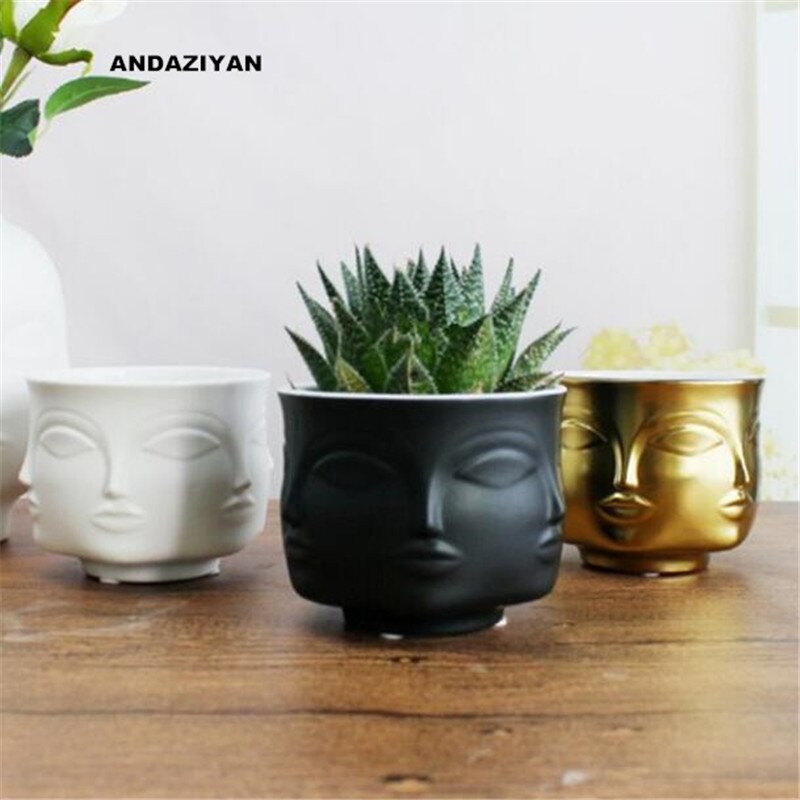 Vase à fleurs en céramique, visage d'homme, accessoires de décoration de maison, Vase moderne pour Pot de fleurs, jardinières
