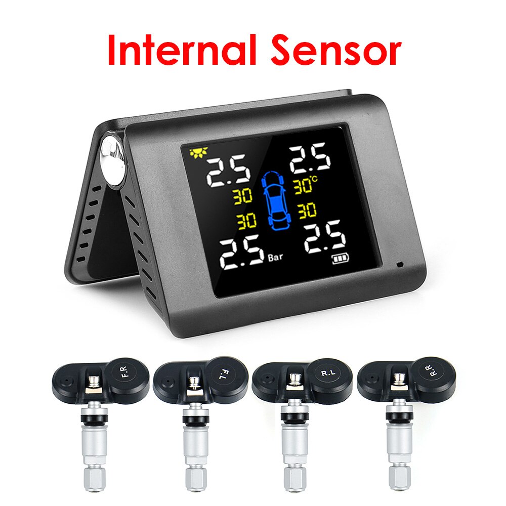 Smart Car TPMS Tyre Pressure Monitoring System Solar Power Digital LCD Display Auto Security Alarm Systems Tyre Pressure: internal