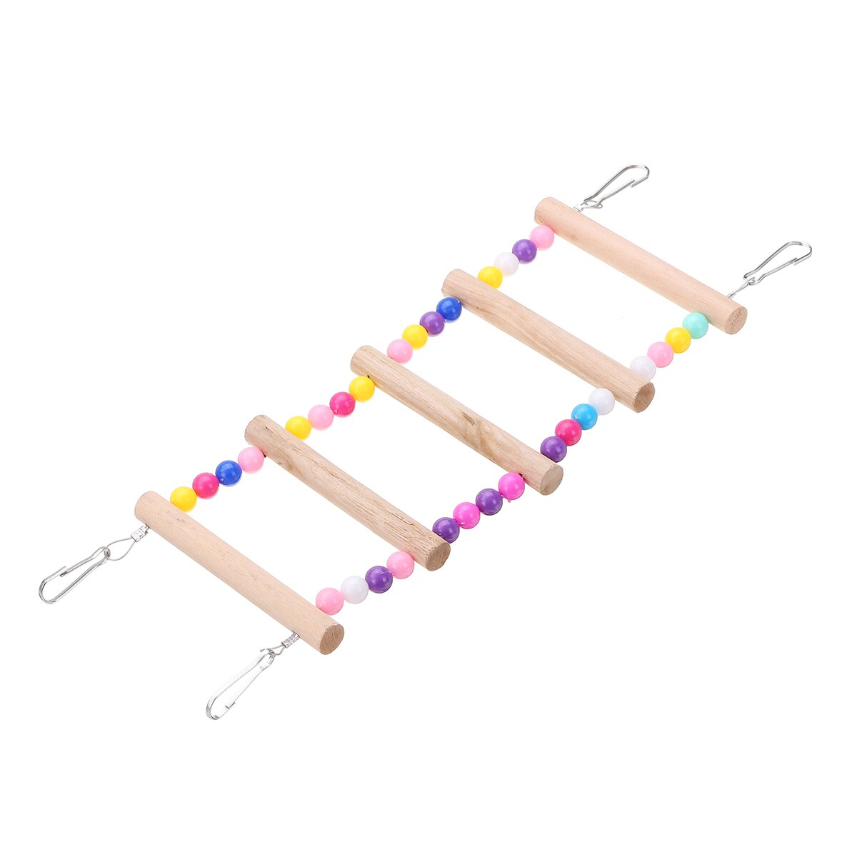 4/5/6/7/8 Layer Bird Ladders Pets Parrots Ladders Climbing Toy Hanging Colorful Balls With Natural Wood Colorful Balls: 5 Ladders