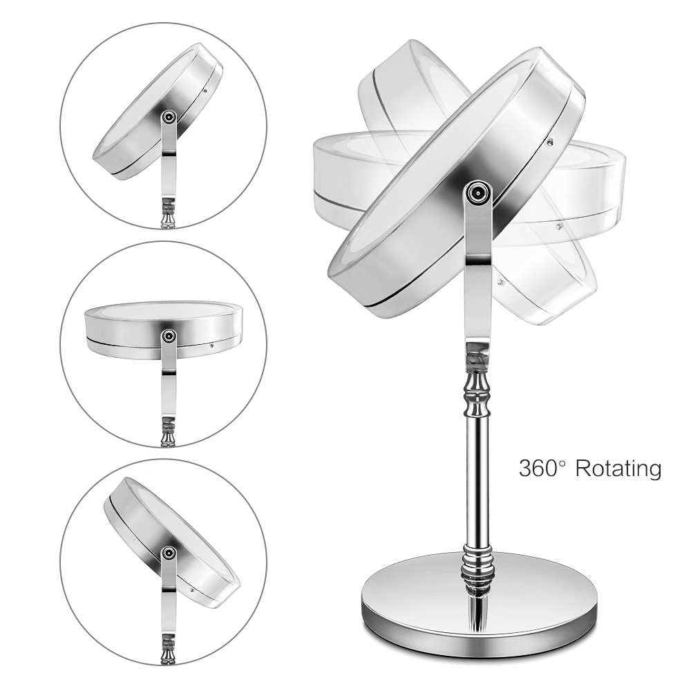 Led Lighted Makeup Mirror 10X Magnifying Double Sided Illuminated Mirror USB Charging Touch Dimming Bath Mirrors