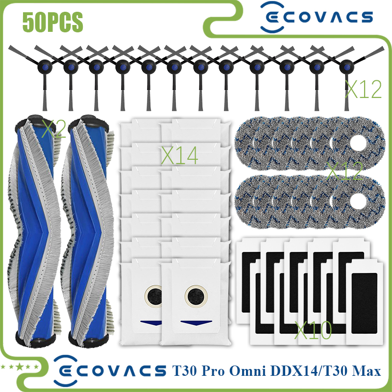 per Ecovacs Deebot T30 pro OMNI / T30 Max / T30 / DDX14 Aspirapolvere Spazzola laterale principale Filtro HEPA Mocio Panno Parti di ricambio: Viola
