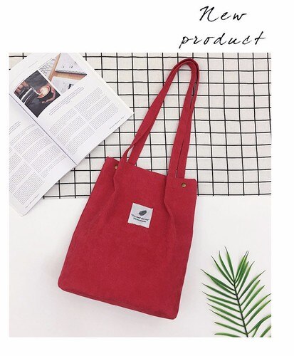 Tassen Voor Vrouwen Corduroy Schoudertas Herbruikbare Boodschappentassen Casual Tote Vrouwelijke Handtas Canvas Tas Draagtas Boodschappentas Portemonnees: Rd