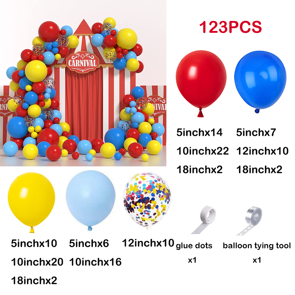 Guirlande de ballons de cirque de carnaval en arc, Kit de confettis rouge bleu jaune, jouet en feuille d'étoile, décoration de fête d'anniversaire arc-en-ciel: Emerald