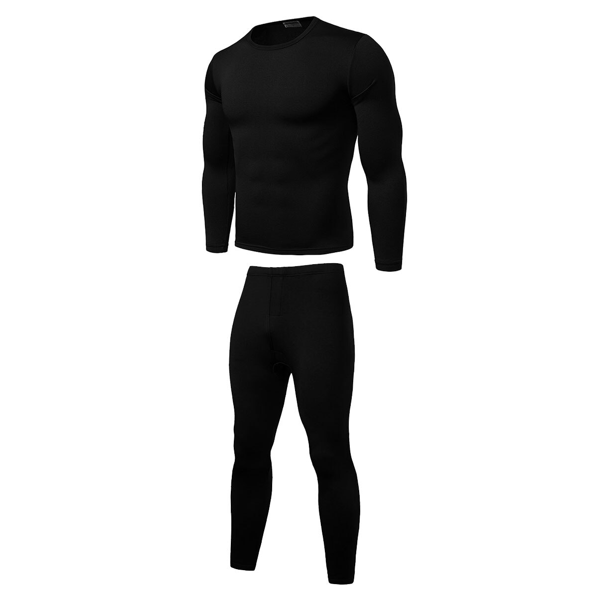Men Autumn Winter Warm Velvet Inner Wear Thermal Underwear Long Johns Pajama Set Male Solid Warm Winter Long Underwear Set: Black / XXL