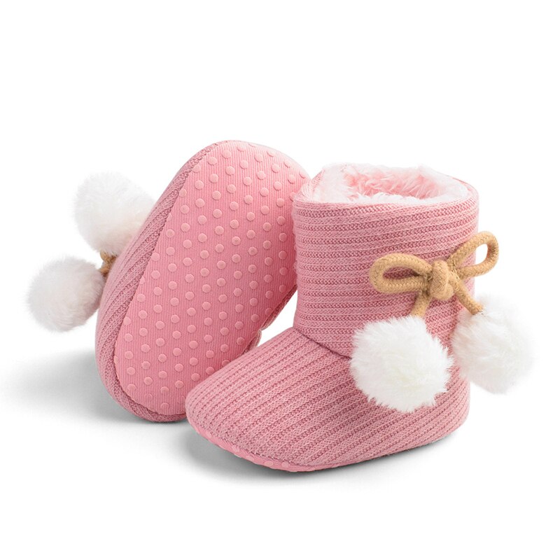 Baby Weichen Sohlen hoch oben Bootie Nicht-Unterhose Weiche Baumwolle Baby Kleinkind lässig Schuhe Herbst Winter Warme Plüsch Ball solide Stiefel