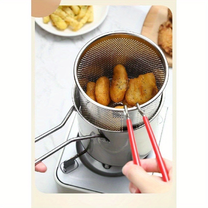 Sartén de acero inoxidable 304, adecuada para freír patatas fritas, pollo, etc., una olla pequeña multifuncional y eficiente en combustible.