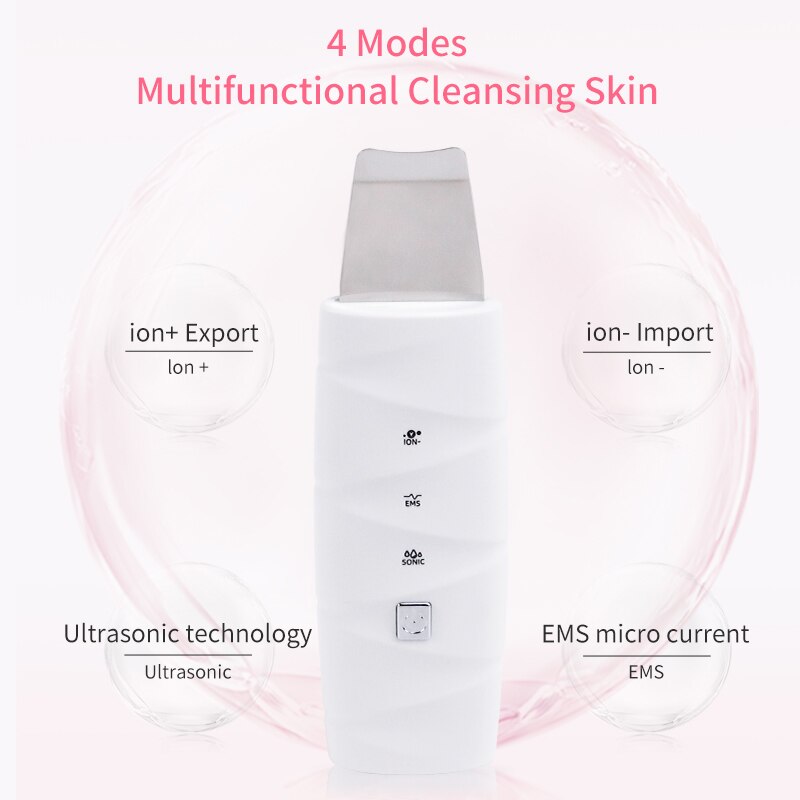 Ultrasonic face cleaning cosmetics machine effective smooth skin Facial Pore Cleaner Rechargeable Skin Scrubber