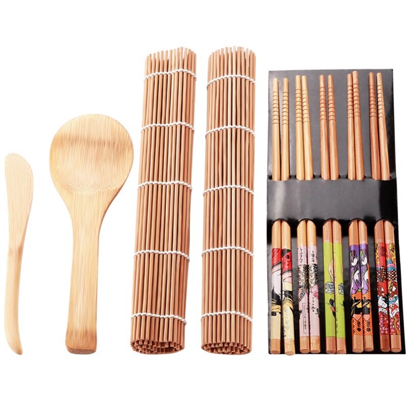 Juego de utensilios de cocina para hacer Sushi, Set de utensilios de cocina para hacer Sushi, molde de arroz, 9 unids/set: Default Title