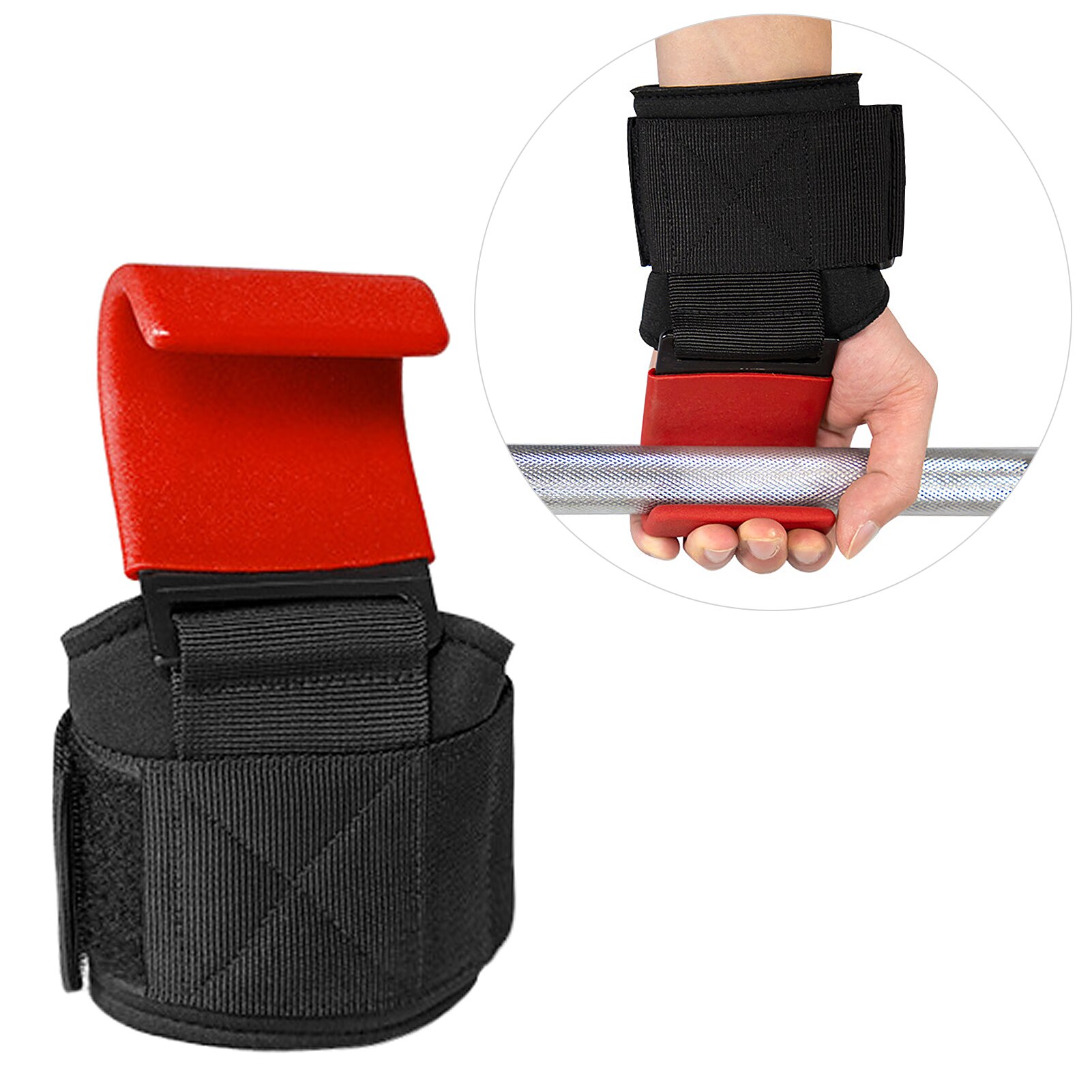 Crochets de levage de poids robustes, sangles de poignet haltères, gants de sport d&#39;haltérophilie, coussinets de préhension pour Deadlift, barre de traction