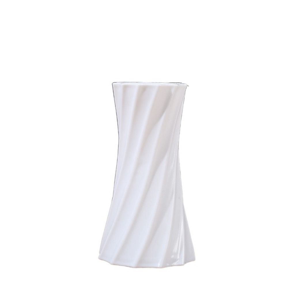 Vaso colorato in plastica, durevole, liscio, realizzato a mano, vaso da fiori, resistente alla rottura, contenitore in vaso, ornamenti, decorazioni per matrimoni: BIANCO