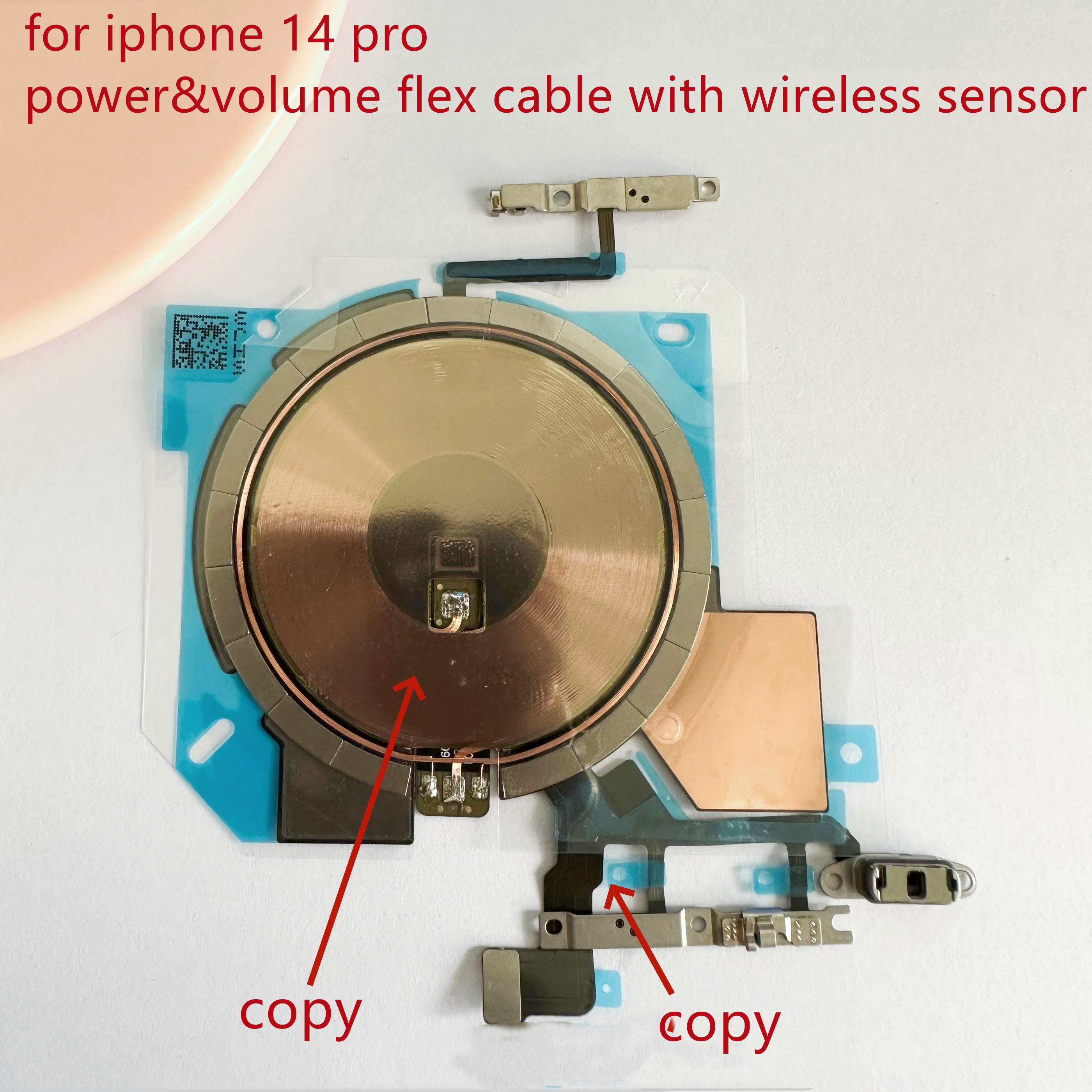 Alideao-Volume Flex Cable for iPhone 14 14 Plus 14 Pro 14 Pro Max Wireless Charging Chip NFC Coil with Volume Flex Cable 1Pcs: Pink
