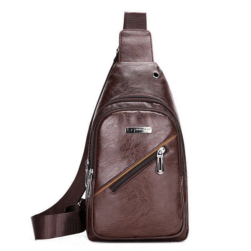waterproof Male Chest bag Leather Crossbody Bags High Capacity Chest Bag Travel Shoulder Pack For Men Bolsos: Style A-2