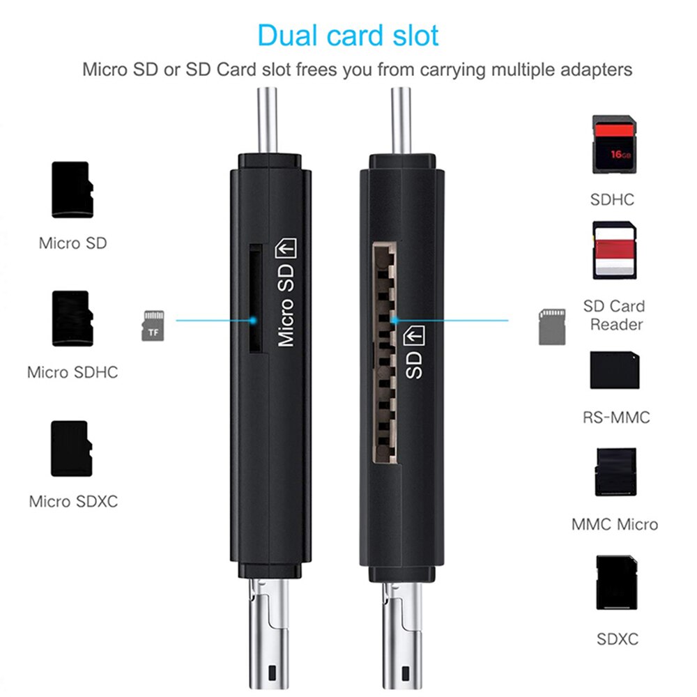 3 In 1 Tf/Sd Memory Card Reader Micro Usb Type-C High Speed Usb 2.0 Otg Adapter voor Telefoon Laptop Computer