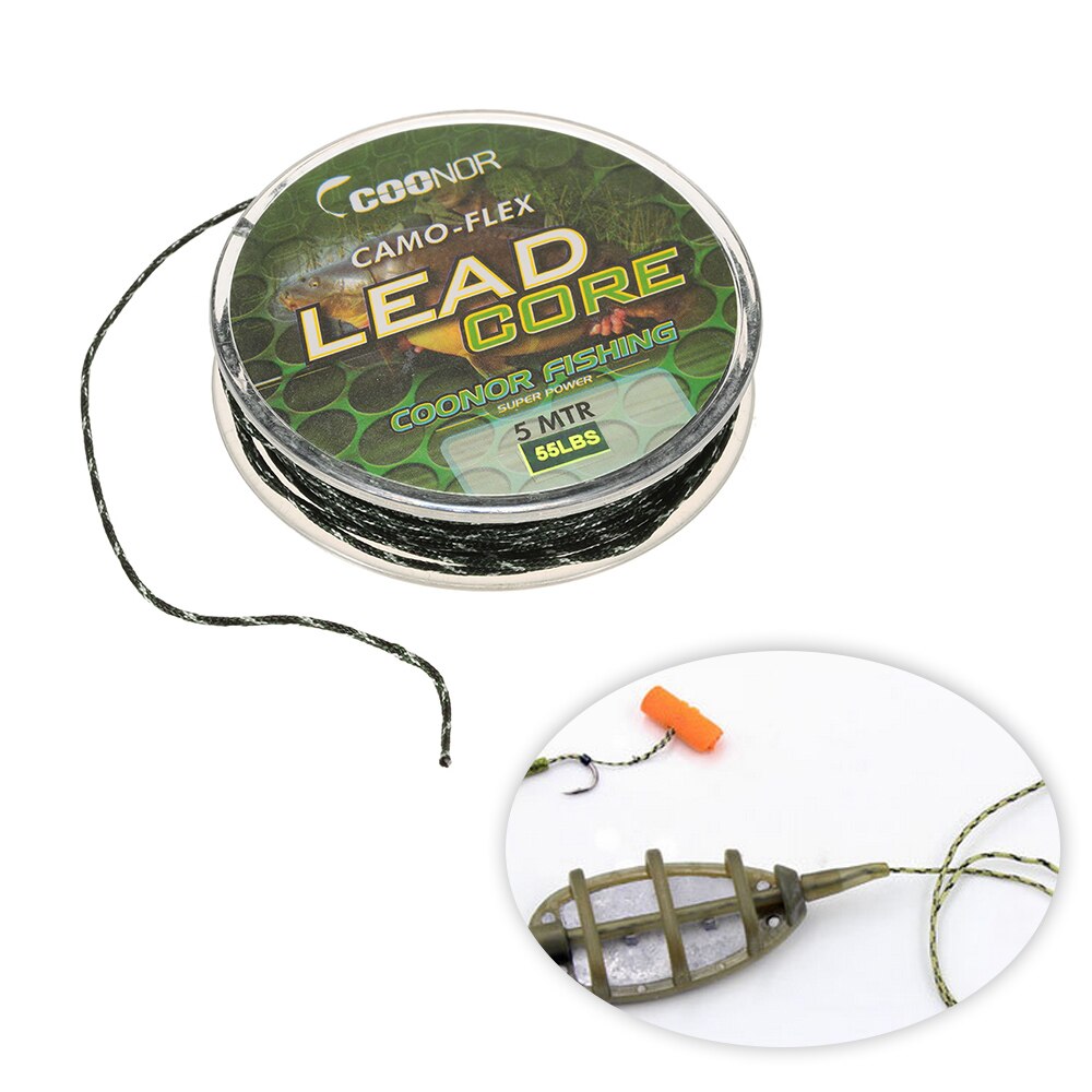 Coonor 35lb / 45lb / 55lb 5m fiskelinje leadcore flettet camouflage karpe fiskelinje hårrigge blykerne fiskegrej