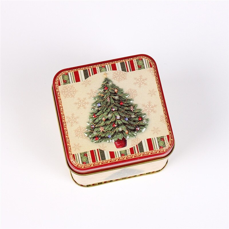 Christmas Tin Box Package Wedding Party Candy Baking Cookies Biscuit Case Container Christmas Decoration for Home