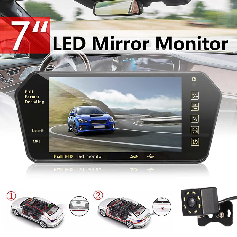 7 Inch Auto TFT LCD Kleur Spiegel MP5 Speler Viedo Stereo Achteruitkijkspiegel Monitor
